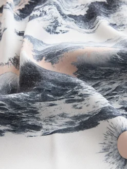 Abstract Boat Print Short Sleeve V-Neck Blouse