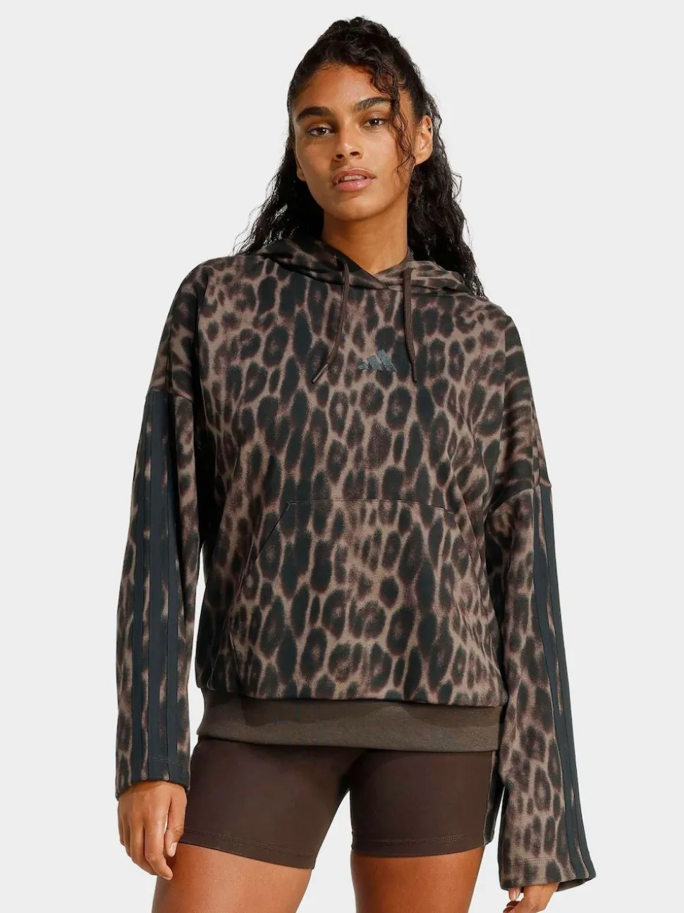 adidas Animal Seasonal Essentials Leopard Print French Terry Hoodie With 3-Stripes