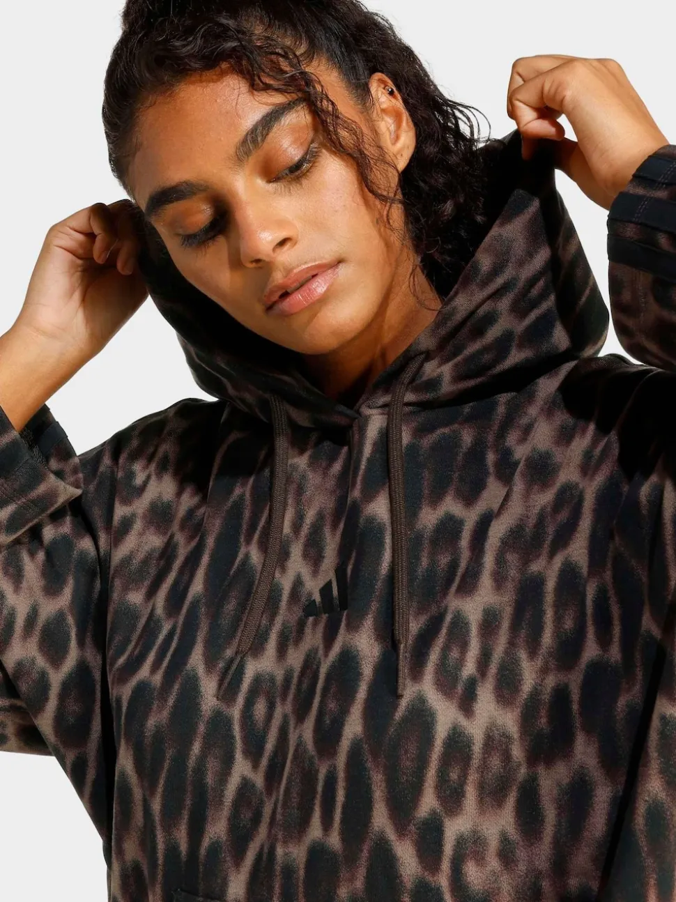 adidas Animal Seasonal Essentials Leopard Print French Terry Hoodie With 3-Stripes