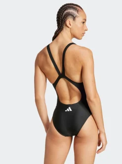 adidas Black 3 Stripe V Back Swimsuit