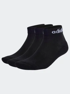 adidas Black Linear Ankle Cushioned Socks 3 Pack