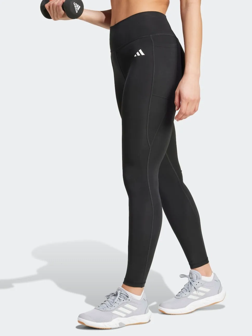adidas Black Optime Essentials Stash Pocket Full Length Leggings