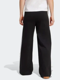 adidas Black 3-Stripes Fleece Wide Leg Trousers