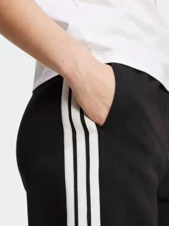 adidas Black 3-Stripes Fleece Wide Leg Trousers