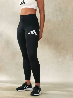 adidas Black Train Essential Full Length Big Logo Leggings