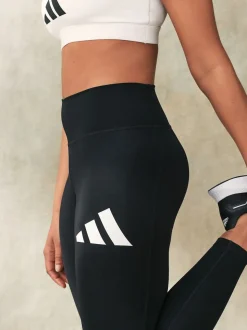 adidas Black Train Essential Full Length Big Logo Leggings