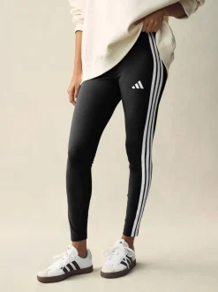adidas Black White Essentials 3-Stripes Cotton Leggings