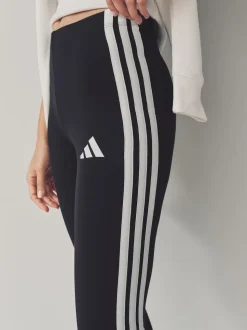 adidas Black White Essentials 3-Stripes Cotton Leggings