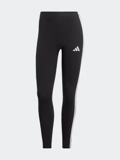 adidas Black White Essentials 3-Stripes Cotton Leggings