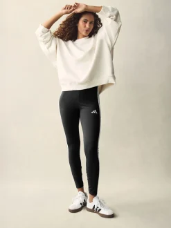 adidas Black White Essentials 3-Stripes Cotton Leggings