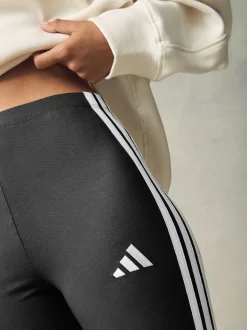 adidas Black White Essentials 3-Stripes Cotton Leggings