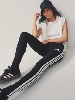 adidas Black White Essentials 3-Stripes Cotton Leggings
