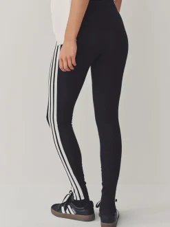 adidas Black White Essentials 3-Stripes Cotton Leggings