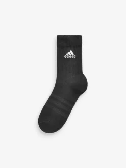 adidas Black/White 6 Pack Cushioned Crew Socks