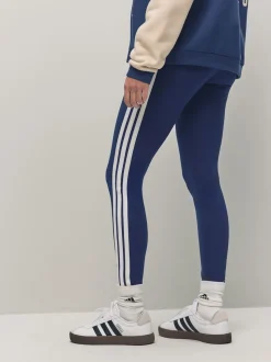 adidas Blue Essentials 3-Stripes Cotton Leggings