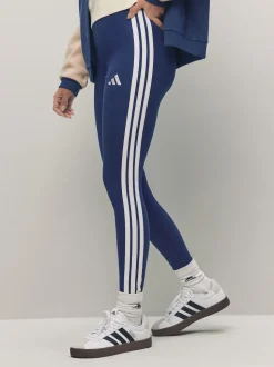 adidas Blue Essentials 3-Stripes Cotton Leggings