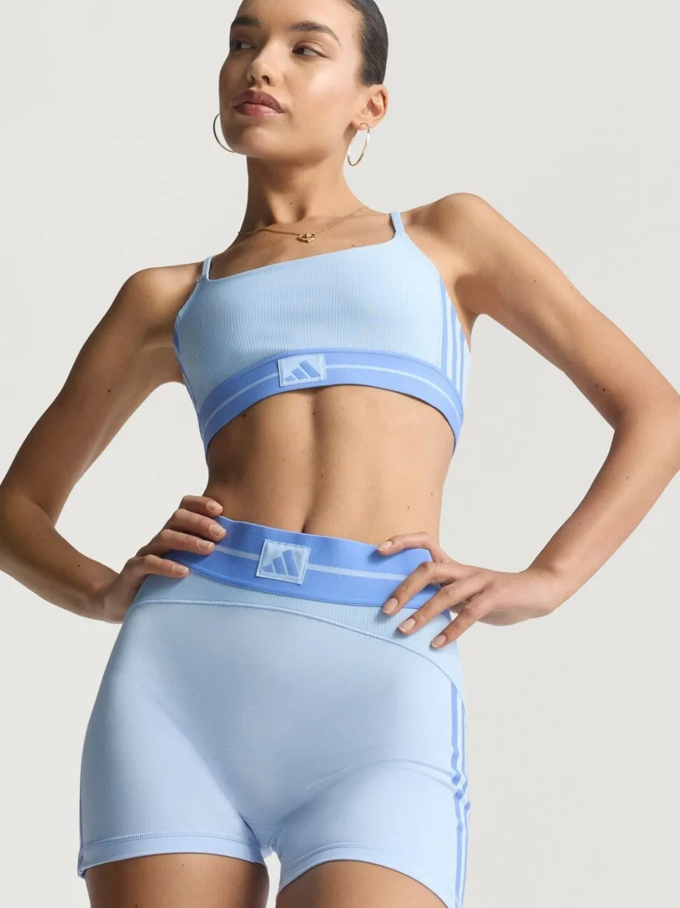 adidas Blue Hyperglam Rib 4 Short Leggings