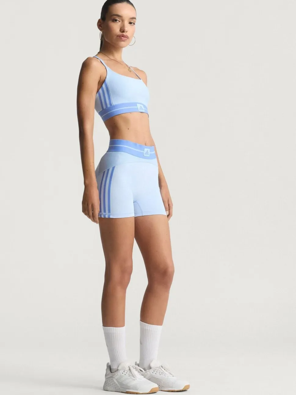 adidas Blue Hyperglam Rib 4 Short Leggings