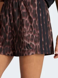 adidas Brown Workout Essentials Leopard Woven Shorts