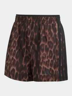 adidas Brown Workout Essentials Leopard Woven Shorts
