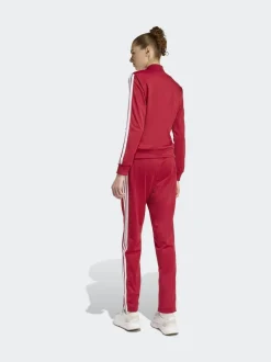 adidas Dark Red Essentials 3-Stripes Tracksuit
