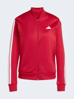 adidas Dark Red Essentials 3-Stripes Tracksuit