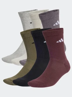 adidas Green Logo Crew Socks 6 Pack