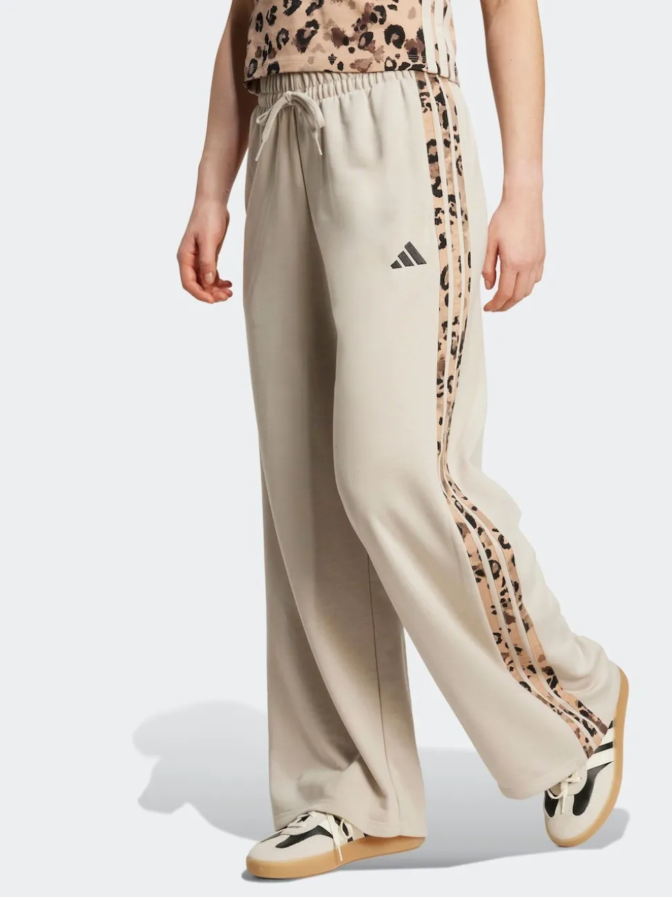adidas Grey Animal Print 3-StripesOpen Hem Joggers