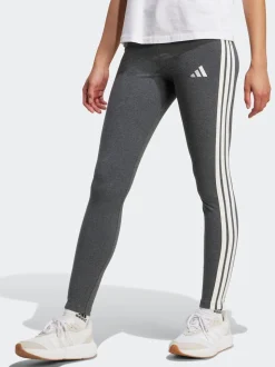 adidas Grey Essentials 3-Stripes Cotton Leggings
