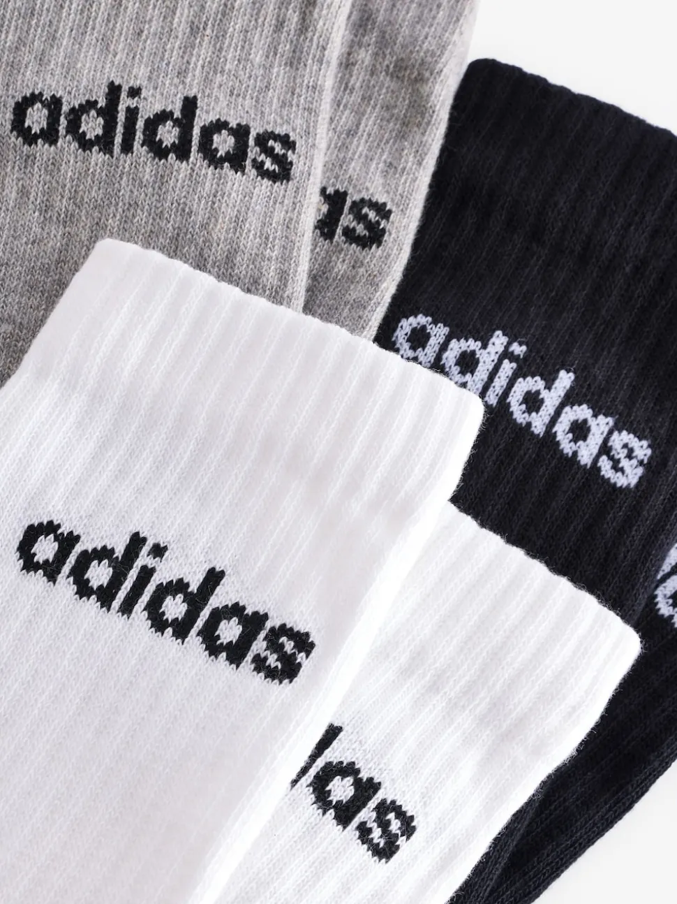 adidas Grey Linear Crew Cushioned Socks 3 Pack