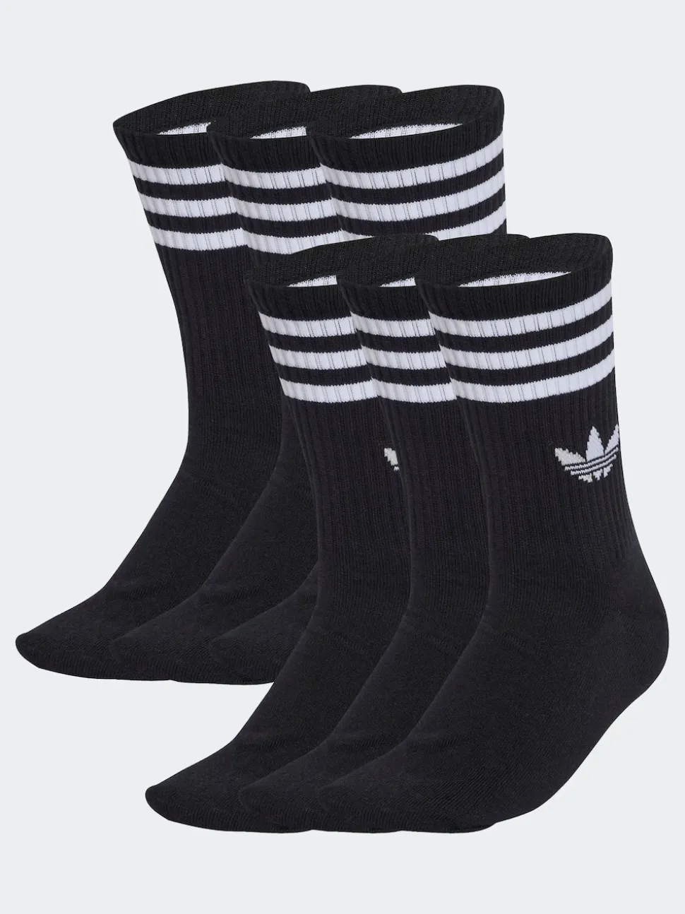 adidas Originals Black 6 Pack Crew Socks 6 Pack