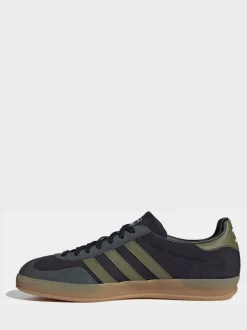 adidas Originals Black/Green Gazelle Indoor Trainers