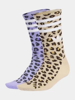 adidas Originals Brown Disney Cheetah Girls Leopard Print Crew Socks 2 Pack