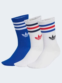 adidas Originals Dark Blue/White Crew 3-Stripes Crew Socks 3 Pairs
