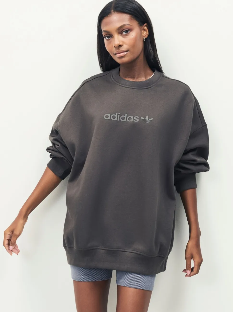 adidas Originals Green Essentials Linear Oversize Crew Sweatshirt