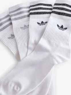 adidas Originals Grey/White Mid Cut Glitter Crew Socks 2 Pack