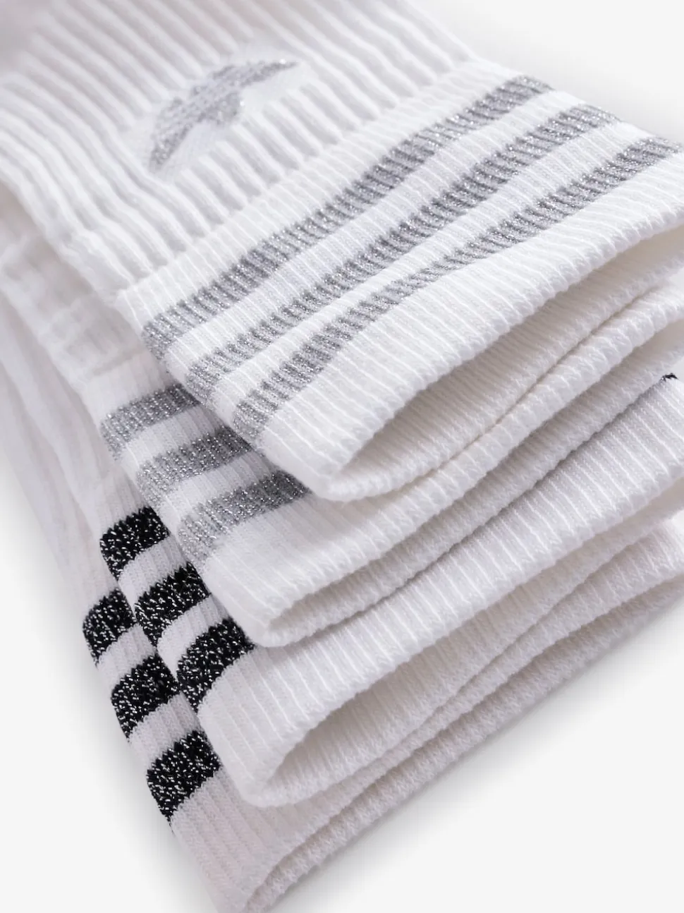 adidas Originals Grey/White Mid Cut Glitter Crew Socks 2 Pack