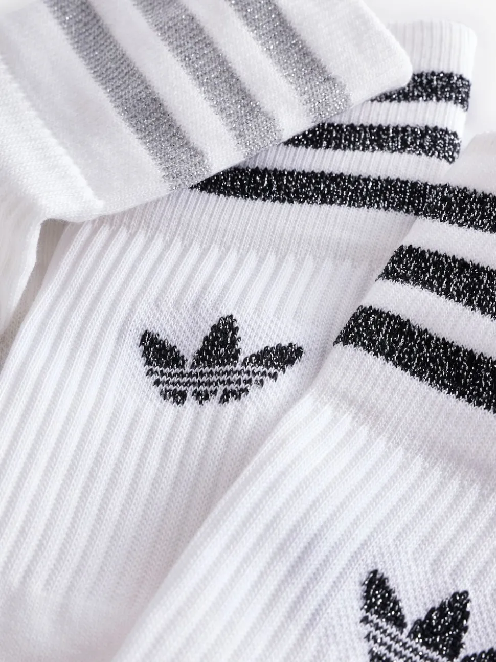 adidas Originals Grey/White Mid Cut Glitter Crew Socks 2 Pack