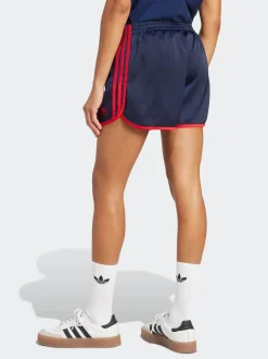 adidas Originals Navy/Red 3 Stripe Satin Sprinter Shorts
