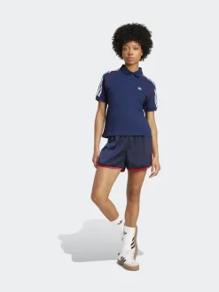 adidas Originals Navy/Red 3 Stripe Satin Sprinter Shorts