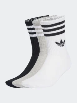 adidas Originals White Chrome Crew 3-Stripes Crew Socks 3 Pairs