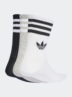 adidas Originals White Chrome Crew 3-Stripes Crew Socks 3 Pairs