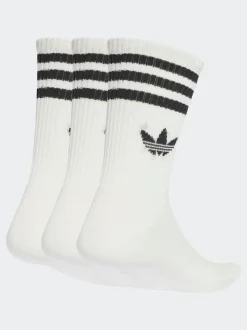 adidas Originals White Ecru Crew 3-Stripes Crew Socks 3 Pairs