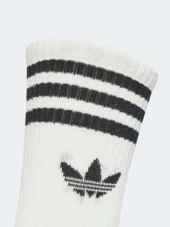 adidas Originals White Ecru Crew 3-Stripes Crew Socks 3 Pairs