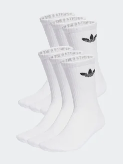 adidas Originals White Trefoil Crew Socks 6 Pack