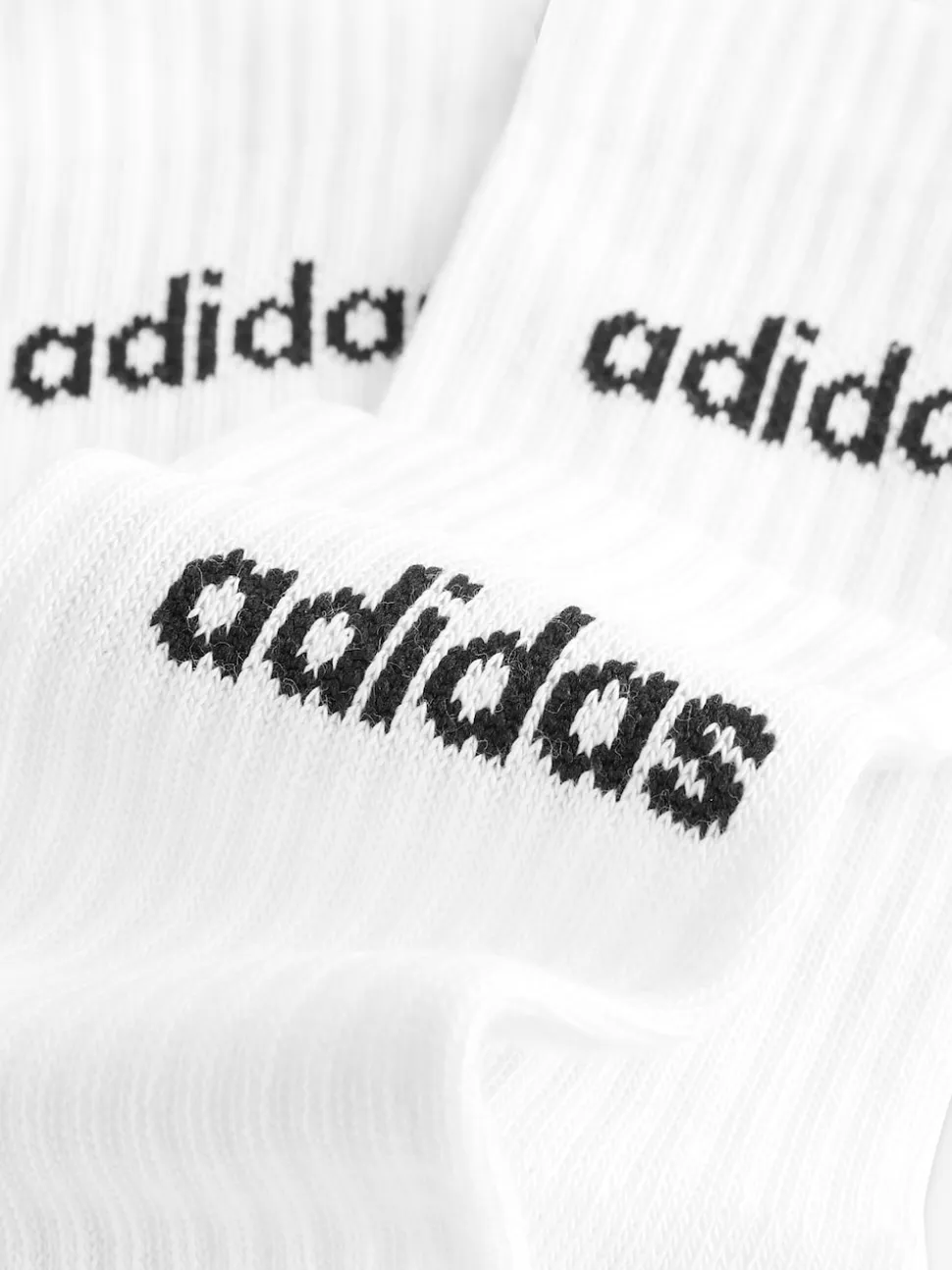 adidas White Linear Crew Cushioned Socks 3 Pack