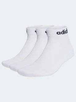 adidas White/Black Linear Ankle Cushioned Socks 3 Pack