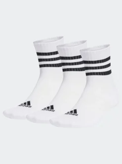 adidas White/Black 3-Stripes Cushioned Sportswear Low Cut Socks 3 Pack