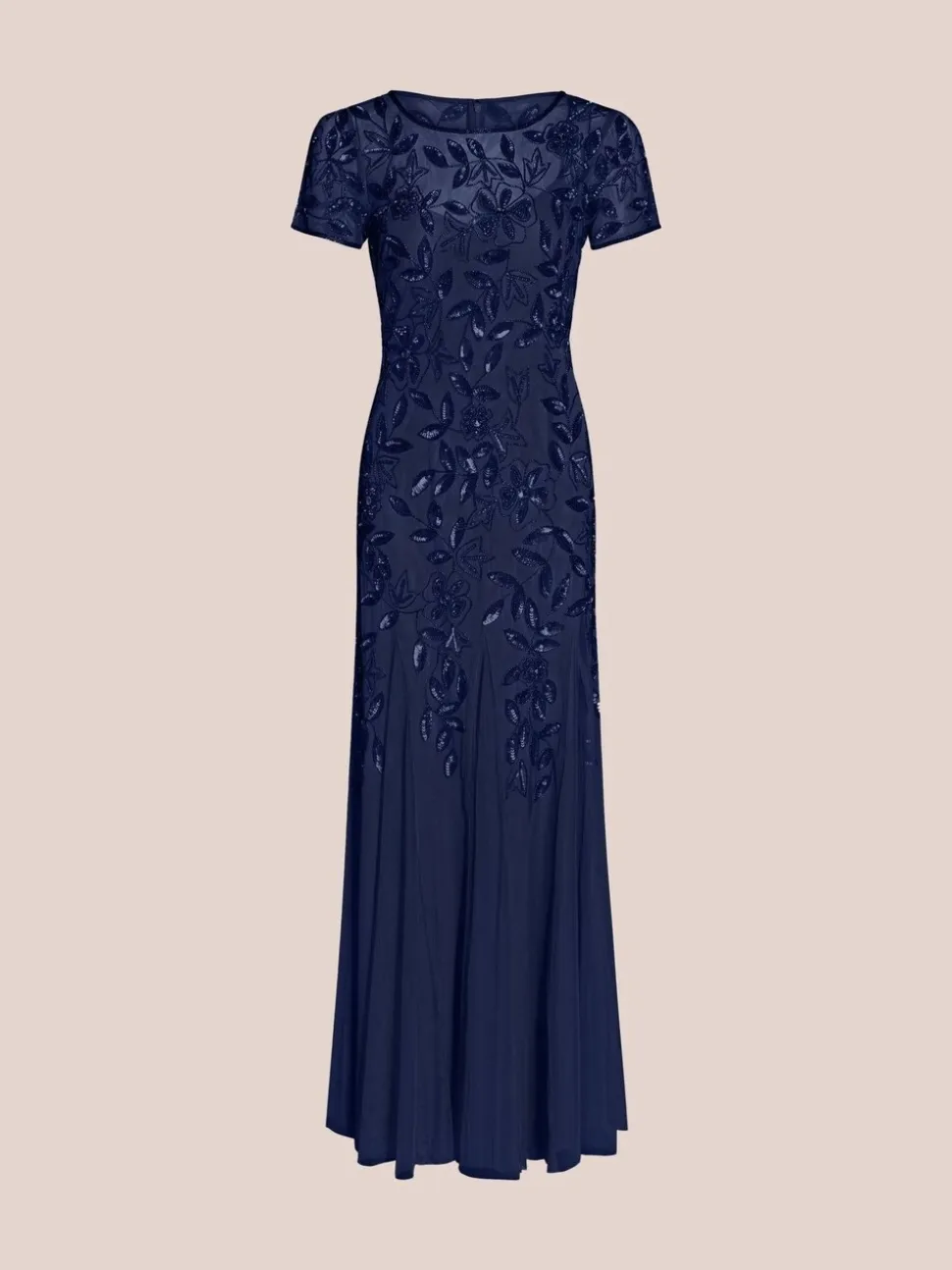Adrianna Papell Bead Long Dress With Godets