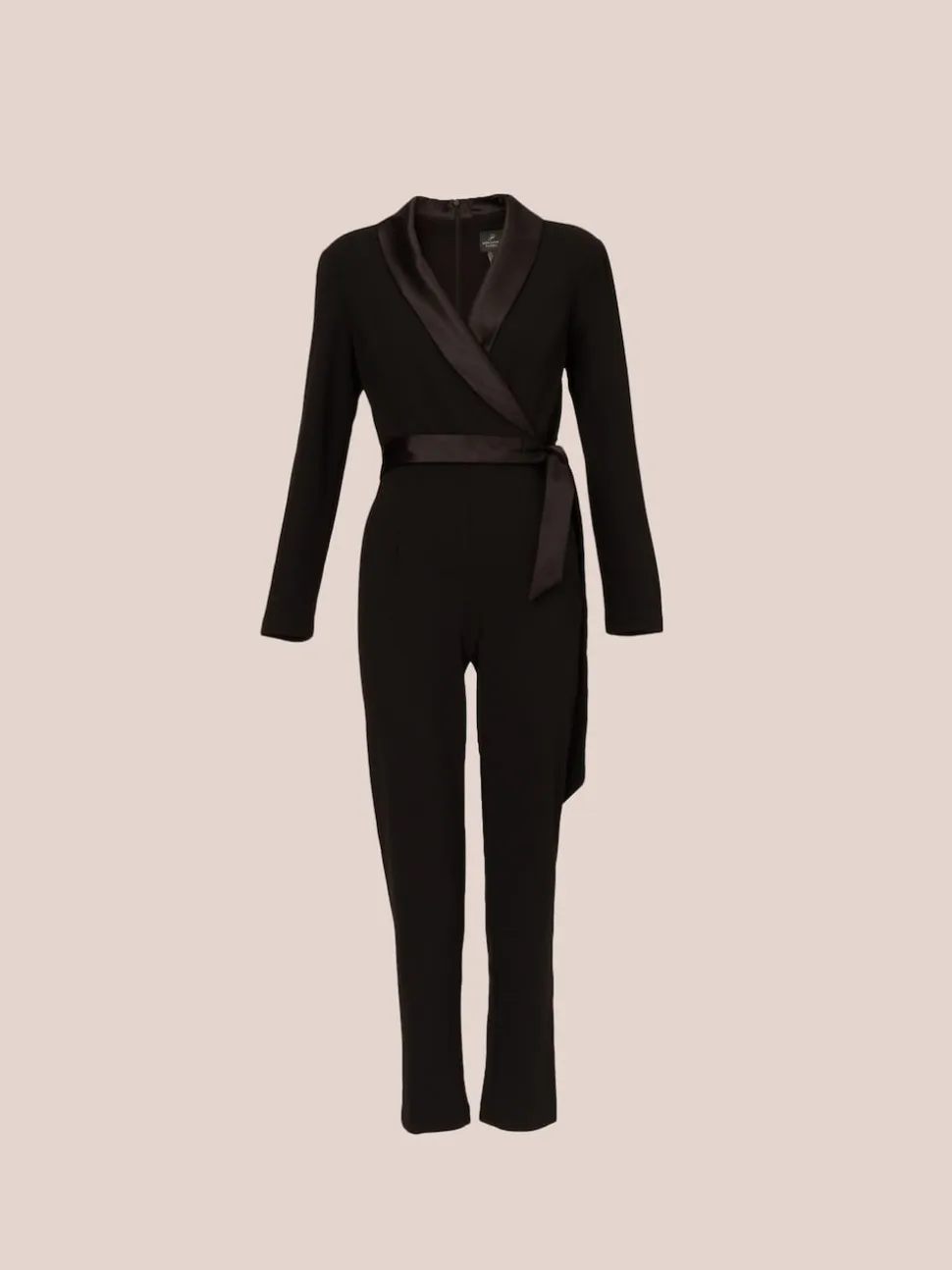 Adrianna Papell Black Crepe Tuxedo Jumpsuit